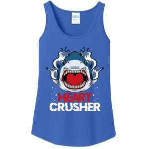 Funny Heart Shark Crusher Valentines Day Jawsome Beach Gift Ladies Essential Tank