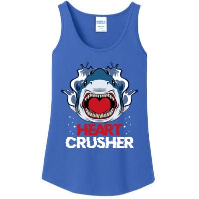 Funny Heart Shark Crusher Valentines Day Jawsome Beach Gift Ladies Essential Tank