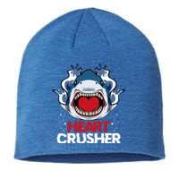 Funny Heart Shark Crusher Valentines Day Jawsome Beach Gift Sustainable Beanie