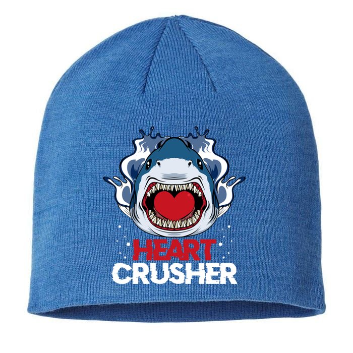 Funny Heart Shark Crusher Valentines Day Jawsome Beach Gift Sustainable Beanie