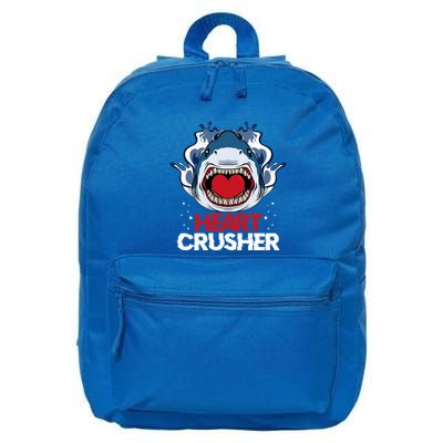 Funny Heart Shark Crusher Valentines Day Jawsome Beach Gift 16 in Basic Backpack