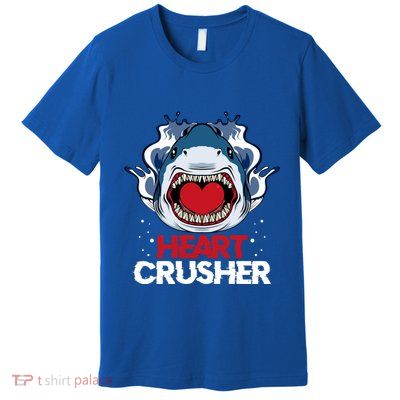 Funny Heart Shark Crusher Valentines Day Jawsome Beach Gift Premium T-Shirt