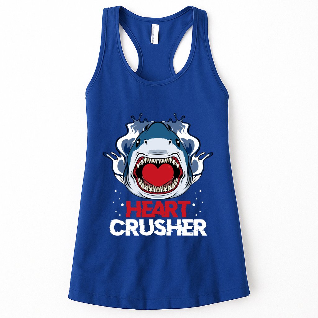Funny Heart Shark Crusher Valentines Day Jawsome Beach Gift Womens Tank Top