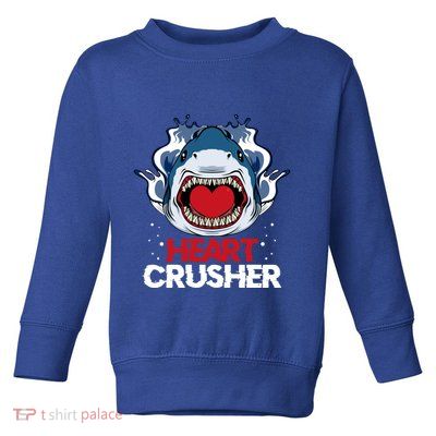 Funny Heart Shark Crusher Valentines Day Jawsome Beach Gift Toddler Sweatshirt