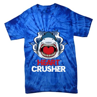 Funny Heart Shark Crusher Valentines Day Jawsome Beach Gift Tie-Dye T-Shirt