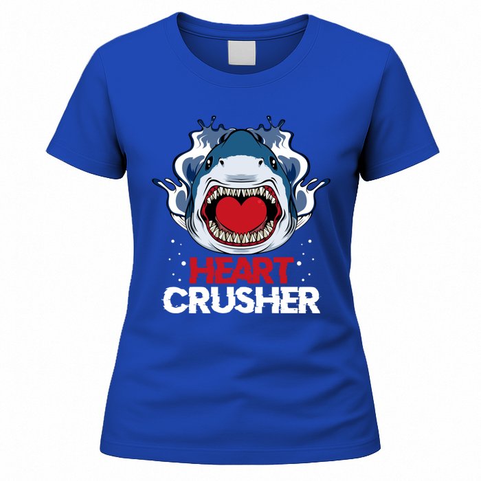 Funny Heart Shark Crusher Valentines Day Jawsome Beach Gift Women's T-Shirt