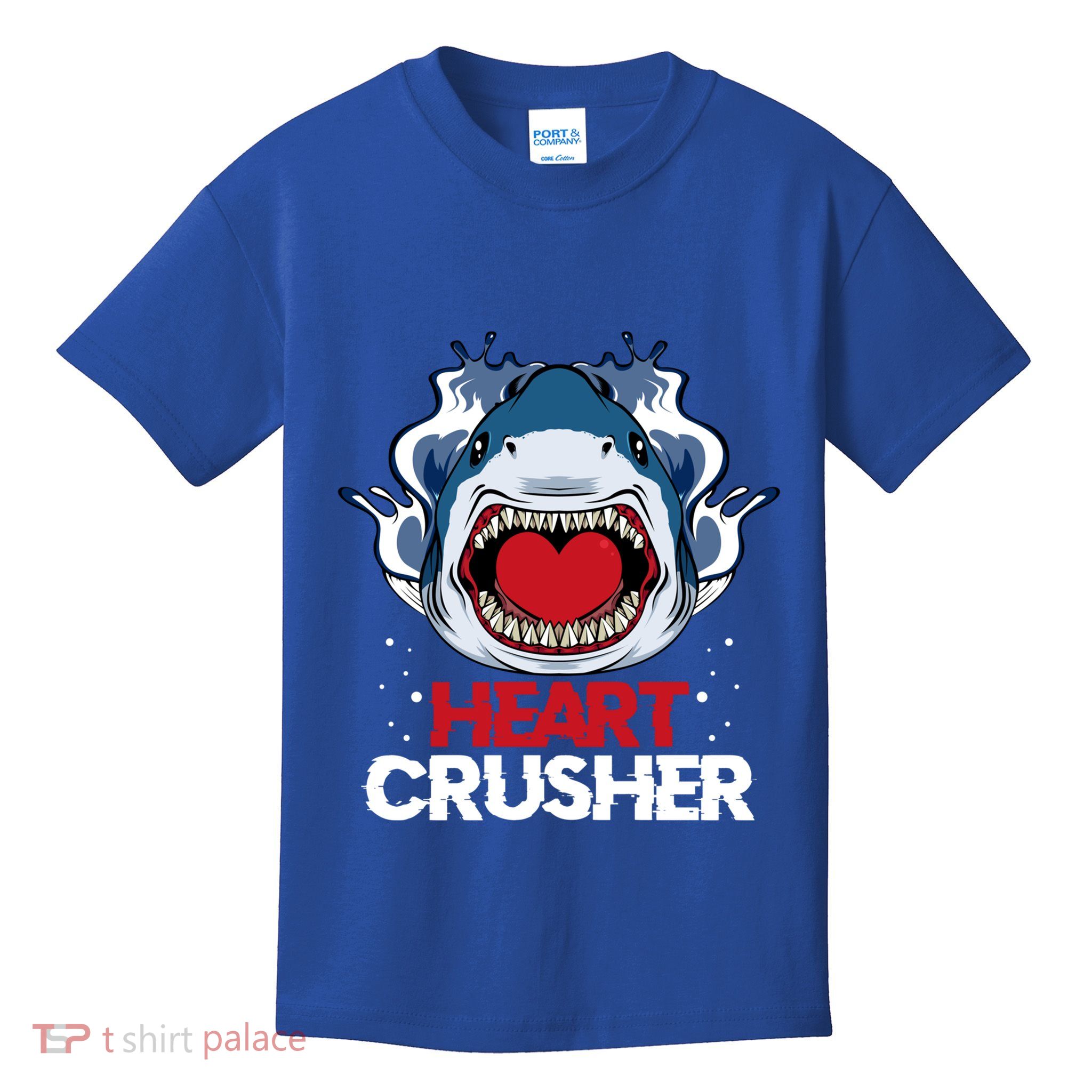 Funny Heart Shark Crusher Valentines Day Jawsome Beach Gift Kids T-Shirt