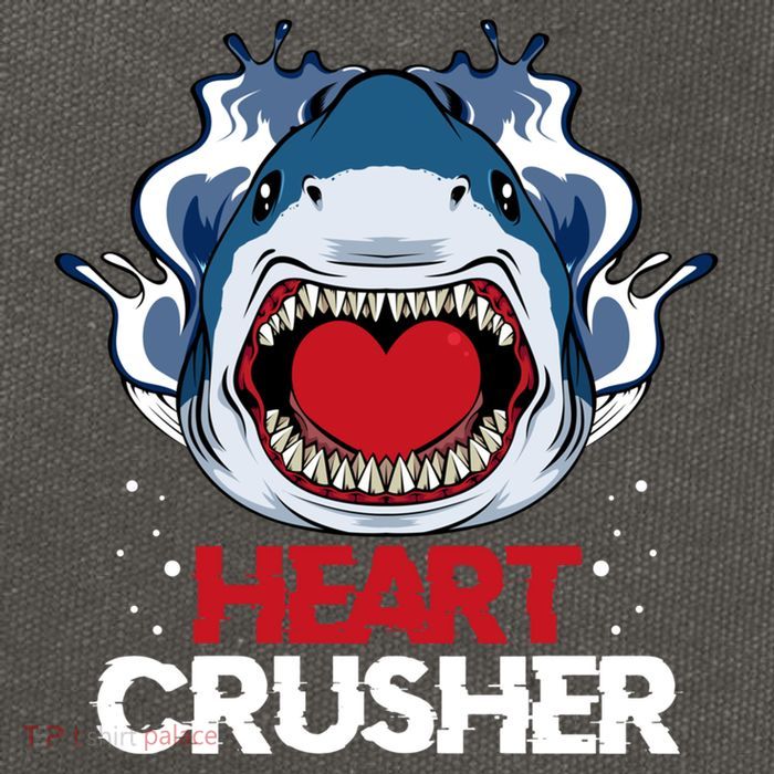 Funny Heart Shark Crusher Valentines Day Jawsome Beach Gift Cotton Canvas Backpack