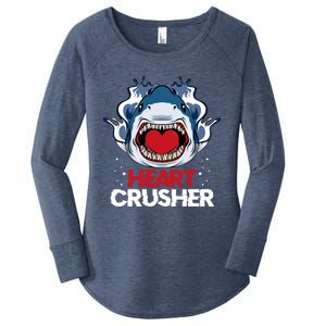 Funny Heart Shark Crusher Valentines Day Jawsome Beach Gift Women's Perfect Tri Tunic Long Sleeve Shirt