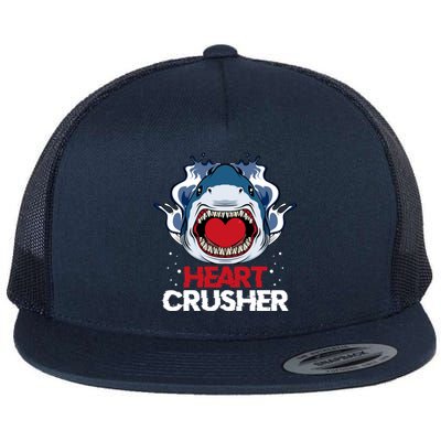 Funny Heart Shark Crusher Valentines Day Jawsome Beach Gift Flat Bill Trucker Hat