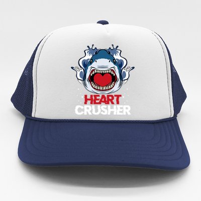 Funny Heart Shark Crusher Valentines Day Jawsome Beach Gift Trucker Hat