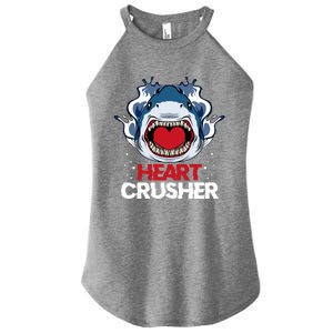 Funny Heart Shark Crusher Valentines Day Jawsome Beach Gift Women's Perfect Tri Rocker Tank