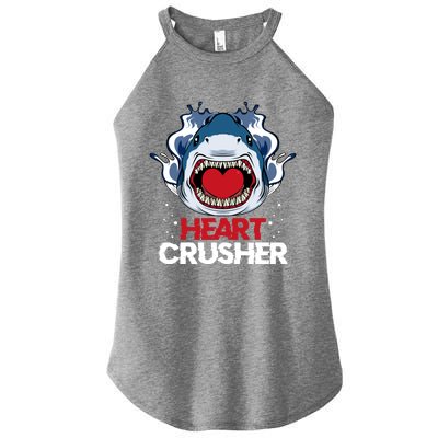 Funny Heart Shark Crusher Valentines Day Jawsome Beach Gift Women's Perfect Tri Rocker Tank