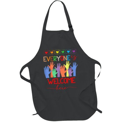 Fist Hand Support Idaho Teacher Everyone Is Welcome Here Full-Length Apron With Pockets