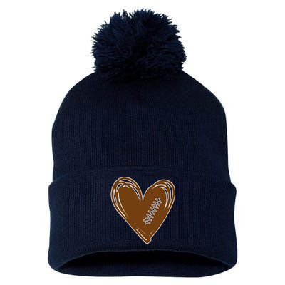 Football Heart Sport Lover Pom Pom 12in Knit Beanie