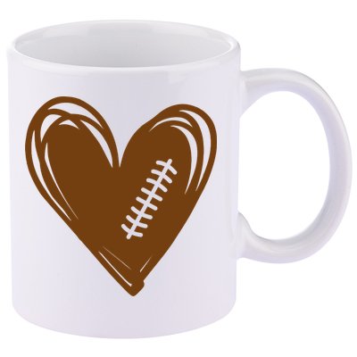 Football Heart Sport Lover 11oz C Handle Ceramic Mug
