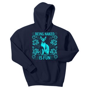 Funny Hairless Sphynx Cat Being Naked Is Fun Floral Gothic Kids Hoodie