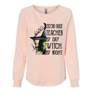 Funny Halloween Second Grade Teacher By Day Witch By Night Gift Womens California Wash Sweatshirt