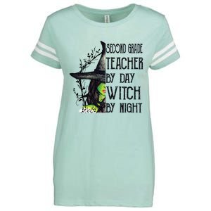 Funny Halloween Second Grade Teacher By Day Witch By Night Gift Enza Ladies Jersey Football T-Shirt