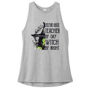 Funny Halloween Second Grade Teacher By Day Witch By Night Gift Ladies PosiCharge Tri-Blend Wicking Tank