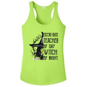 Funny Halloween Second Grade Teacher By Day Witch By Night Gift Ladies PosiCharge Competitor Racerback Tank