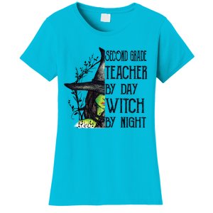 Funny Halloween Second Grade Teacher By Day Witch By Night Gift Women's T-Shirt