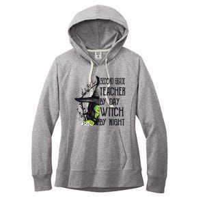 Funny Halloween Second Grade Teacher By Day Witch By Night Gift Women's Fleece Hoodie