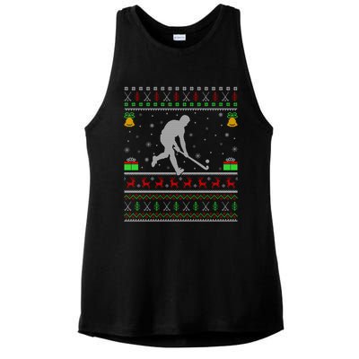 Field Hockey Sports Lover Xmas Ugly Field Hockey Christmas Gift Ladies PosiCharge Tri-Blend Wicking Tank