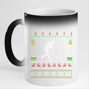 Field Hockey Sports Lover Xmas Ugly Field Hockey Christmas Gift 11oz Black Color Changing Mug