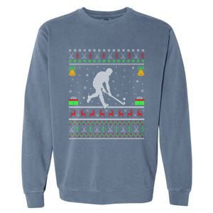 Field Hockey Sports Lover Xmas Ugly Field Hockey Christmas Gift Garment-Dyed Sweatshirt