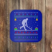 Field Hockey Sports Lover Xmas Ugly Field Hockey Christmas Gift Coaster