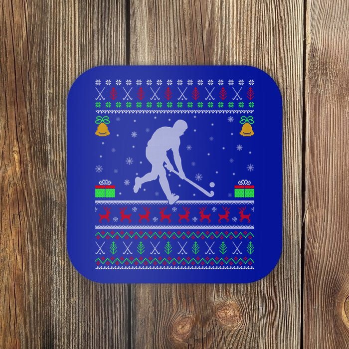 Field Hockey Sports Lover Xmas Ugly Field Hockey Christmas Gift Coaster