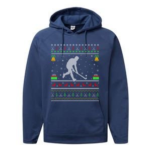 Field Hockey Sports Lover Xmas Ugly Field Hockey Christmas Gift Performance Fleece Hoodie