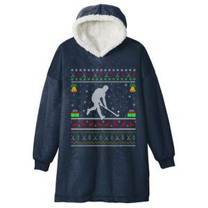 Field Hockey Sports Lover Xmas Ugly Field Hockey Christmas Gift Hooded Wearable Blanket