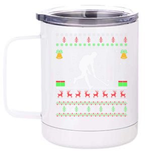 Field Hockey Sports Lover Xmas Ugly Field Hockey Christmas Gift 12 oz Stainless Steel Tumbler Cup