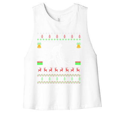 Field Hockey Sports Lover Xmas Ugly Field Hockey Christmas Gift Women's Racerback Cropped Tank