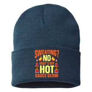 Funny Hot Sauce Sustainable Knit Beanie