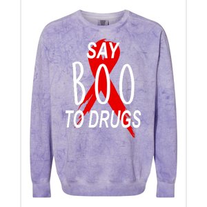 Funny Halloween Say Boo To Drugs Awareness Red Ribbon Colorblast Crewneck Sweatshirt