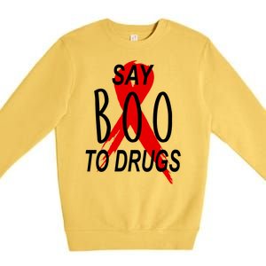 Funny Halloween Say Boo To Drugs Awareness Red Ribbon Premium Crewneck Sweatshirt