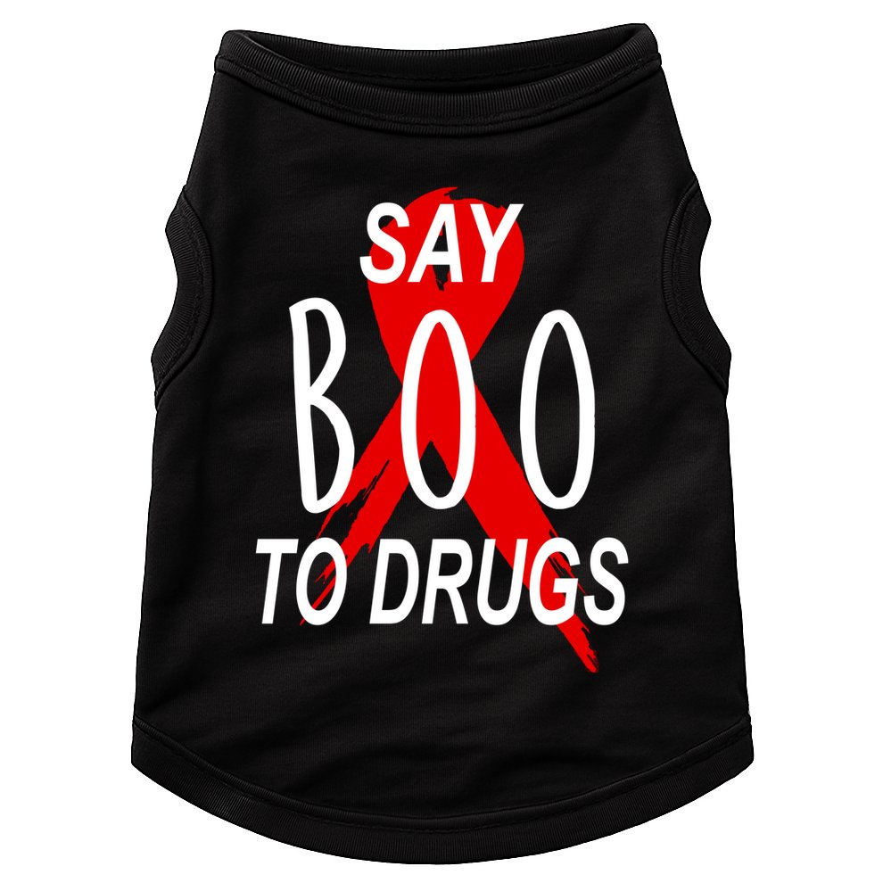 Funny Halloween Say Boo To Drugs Awareness Red Ribbon Doggie Tank