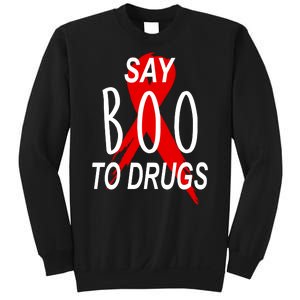 Funny Halloween Say Boo To Drugs Awareness Red Ribbon Sweatshirt