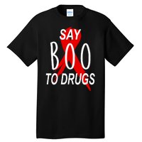 Funny Halloween Say Boo To Drugs Awareness Red Ribbon Tall T-Shirt