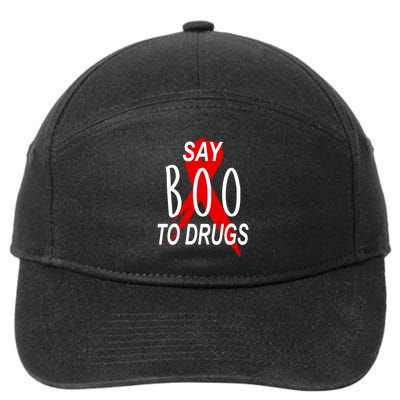 Funny Halloween Say Boo To Drugs Awareness Red Ribbon 7-Panel Snapback Hat