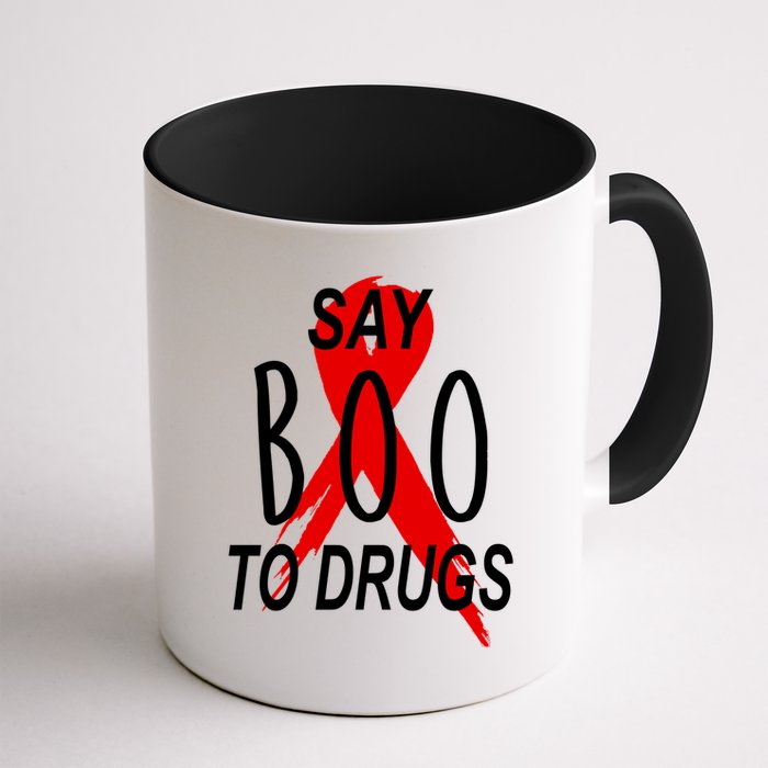 Funny Halloween Say Boo To Drugs Awareness Red Ribbon Mug