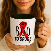 Funny Halloween Say Boo To Drugs Awareness Red Ribbon Mug