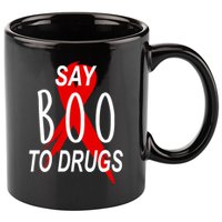 Funny Halloween Say Boo To Drugs Awareness Red Ribbon 11oz C Handle Ceramic Mug