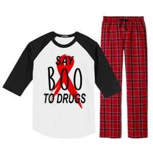 Funny Halloween Say Boo To Drugs Awareness Red Ribbon Raglan Sleeve Pajama Set