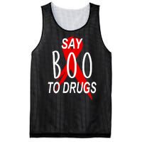 Funny Halloween Say Boo To Drugs Awareness Red Ribbon Mesh Reversible Basketball Jersey Tank