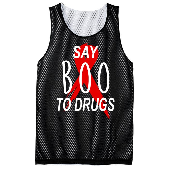 Funny Halloween Say Boo To Drugs Awareness Red Ribbon Mesh Reversible Basketball Jersey Tank