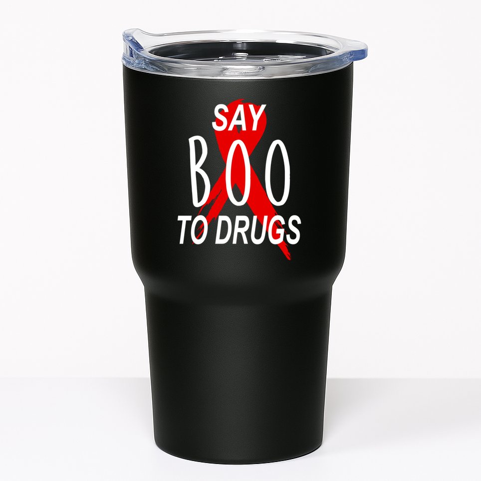 Funny Halloween Say Boo To Drugs Awareness Red Ribbon Tumbler
